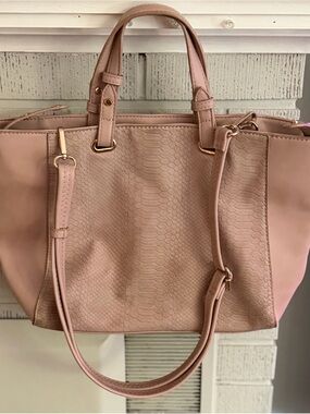 Women's Blush Pink Textured Tote Bag - Elegant Everyday Shoulder Bag